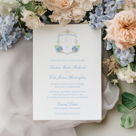 Invitation Mariage Armoiries Monogramme Côtière