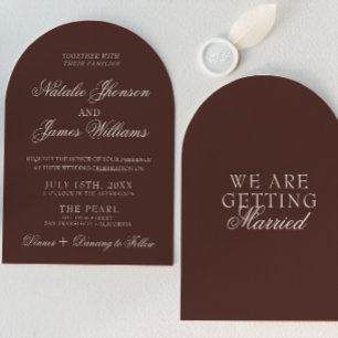 Invitation Mariage Arqué au Chocolat Classique à l'Ancienne