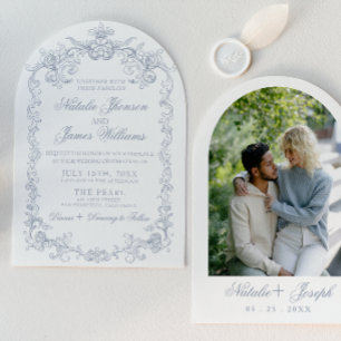 Invitation Mariage Arqué Classe Argent Vieilli