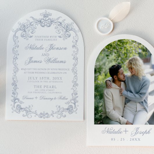 Invitation Mariage Arqué Classe Argent Vieilli