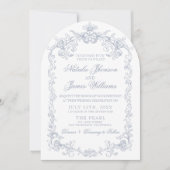 Invitation Mariage Arqué Classe Argent Vieilli (Devant)