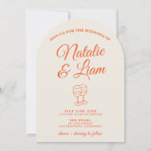 Invitation Mariage Arqué Rétro Dessiné à la Main Couleurs Mod (Devant)