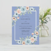 Invitation Mariage Arrangement de Fleurs de Pervenche (Debout devant)