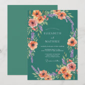 Invitation Mariage Arrangement de Fleurs de Thé (Devant / Derrière)