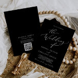Invitation Mariage arrière de code QR noir foncé<br><div class="desc">Ce délicat faire-part de mariage noir de code QR noir foncé est parfait pour un mariage moderne. Le design moody présente une belle et élégante typographie blanche sur un arrière - plan noir au look sophistiqué. Économisez du papier en incluant un code QR pour votre invité afin d'afficher les détails,...</div>