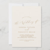 Invitation Mariage arrière en or et en crème (Devant)