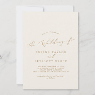 Invitation Mariage arrière en or et en crème
