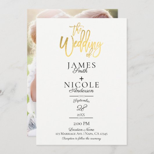 Invitation Mariage arrière photo intégrale minimaliste modern (Devant / Derrière)