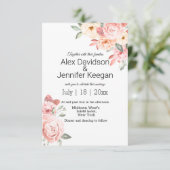 Invitation mariage arrière - plan couleur rose pâle (Debout devant)