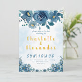 Invitation Mariage Arrière - plan de la Fleur de la Marine bl (Debout devant)