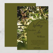 Invitation Mariage Arrière - plan d'olivier vert moderne (Devant / Derrière)
