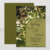 Invitation Mariage Arrière - plan d'olivier vert moderne (Devant / Derrière)