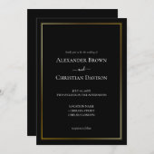 Invitation Mariage Arrière - plan noir minimaliste simple (Devant / Derrière)