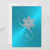 Invitation Mariage Arrière - plan Turquoise Crystal Snowflake (Devant)