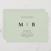 Invitation Mariage arrondi à l'échelle monographique simple e (Devant / Derrière)