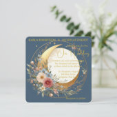 Invitation Mariage arrondi de fleurs de lune bleue (Debout devant)