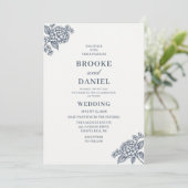 Invitation Mariage Art Botanique Hydrangea Ardoise (Debout devant)