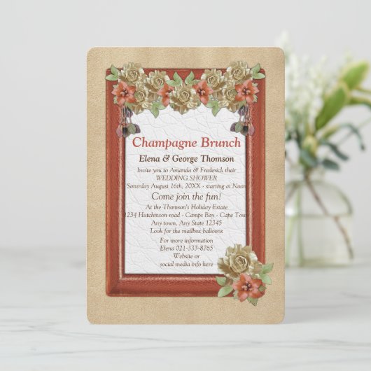 Invitation Mariage Art de Texture Cuir & Daim Douche (Debout devant)