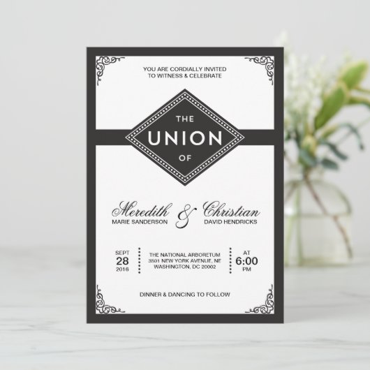 Invitation Mariage Art déco (Debout devant)