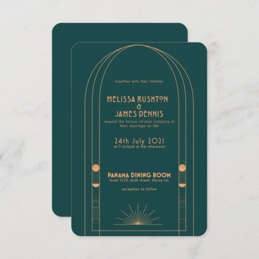 Invitation Mariage Art Déco (Devant / Derrière)