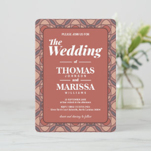 Invitation Mariage Art Déco au Cannelle Moderne et Marsala QR