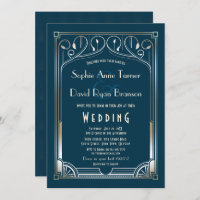 Mariage Art déco Bling Great Gatsby Gold Blue