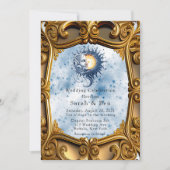 Invitation Mariage Art déco Céleste Jaune Bleu Soleil Lune (Devant)