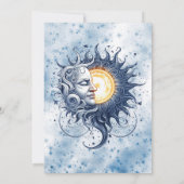 Invitation Mariage Art déco Céleste Jaune Bleu Soleil Lune (Dos)