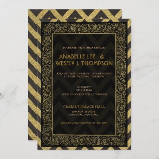 Invitation Mariage Art Déco Chevron des années 192 (Devant / Derrière)