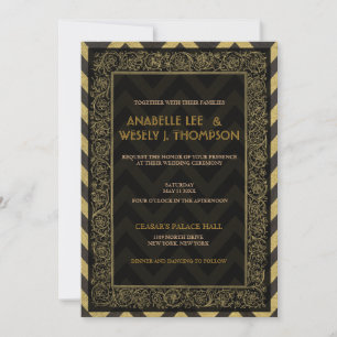 Invitation Mariage Art Déco Chevron des années 192
