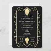 Invitation Mariage Art Déco Classy Black Gold (Devant)
