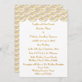 Invitation Mariage Art déco des années 1920 aux fanas blanc e (Devant / Derrière)