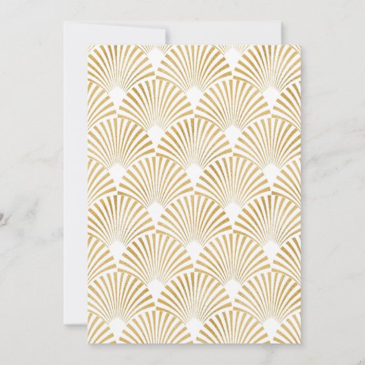 Invitation Mariage Art Déco Élégant Or Blanc Géométrique (Dos)