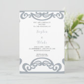 Invitation Mariage Art déco en argent et blanc (Debout devant)
