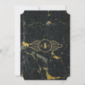 Invitation Mariage Art déco en marbre d'or noir (Dos)