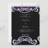 Mariage Art Déco Fatigué Noir, Violet & Bleu