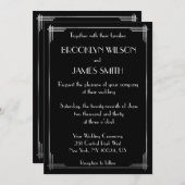 Invitation Mariage Art Déco Gatsby Argent (Devant / Derrière)