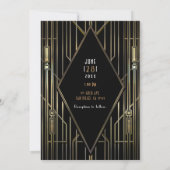 Invitation Mariage Art Déco Gatsby Glamour années 20 noir et  (Dos)