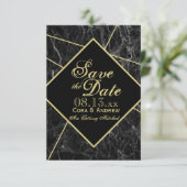 Invitation Mariage Art Déco Géométrique Marble et Or Save the (Debout devant)