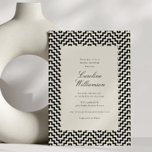 Invitation Mariage Art Déco Géométrique Noir et Ivoire