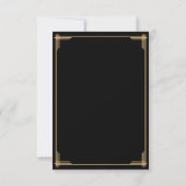 Invitation Mariage Art Déco Grandes Gatsby Noires Minuscules  (Dos)