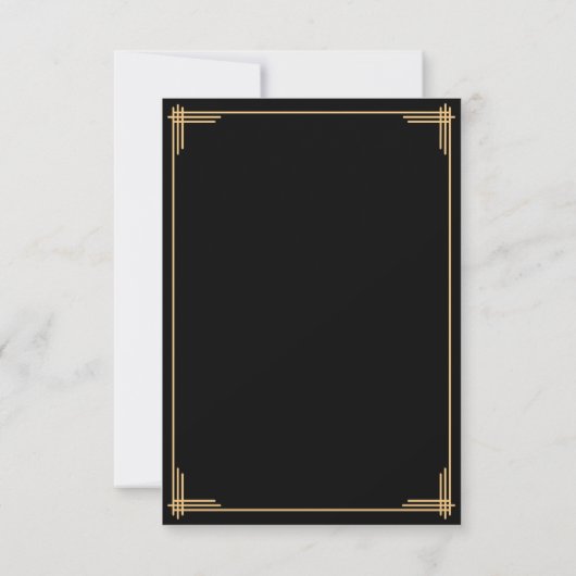 Invitation Mariage Art Déco Grandes Gatsby Noires Minuscules  (Dos)
