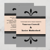 Invitation Mariage Art Déco Gray/Peach (Devant / Derrière)