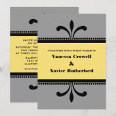 Invitation Mariage Art déco gris/jaune (Devant / Derrière)