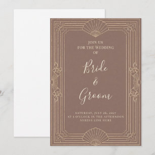 Invitation Mariage Art Déco Mauve Champagne Or Modifiable