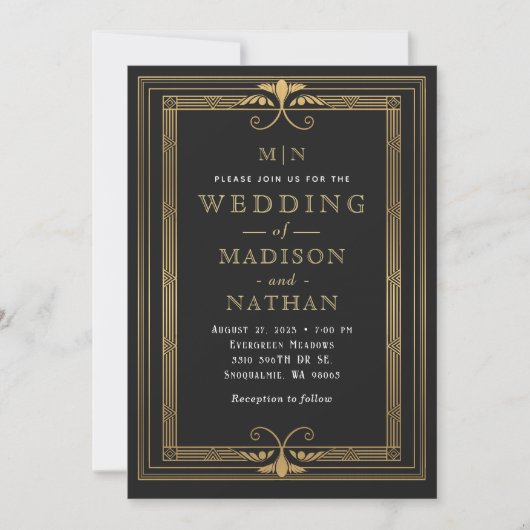 Invitation Mariage Art déco minimaliste moderne (Devant)