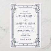 Invitation Mariage Art Déco moderne Silver Foil (Recto)