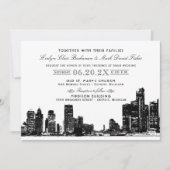 Invitation Mariage Art déco noir de Detroit Skyline (Devant)