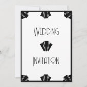 Invitation Mariage Art Déco Noir Et Blanc (Devant)