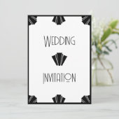 Invitation Mariage Art Déco Noir Et Blanc (Debout devant)